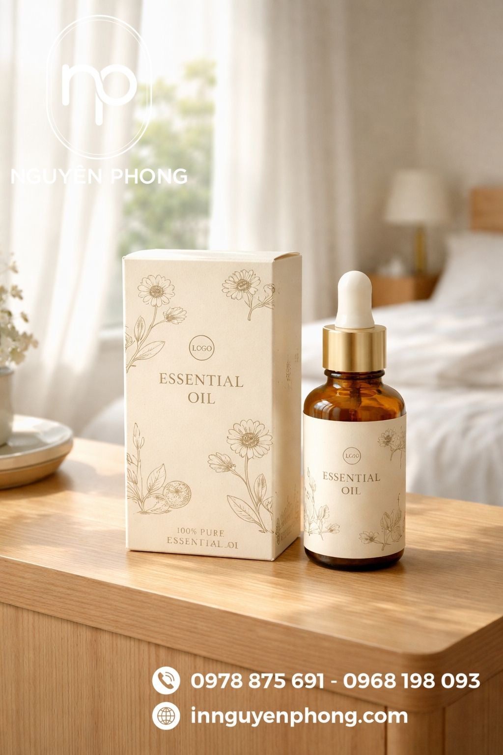 Mẫu in hộp đựng tinh dầu hương hoa 